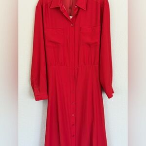 New Veronica Beard Vibrant Red Long Sleeve Dress size 10